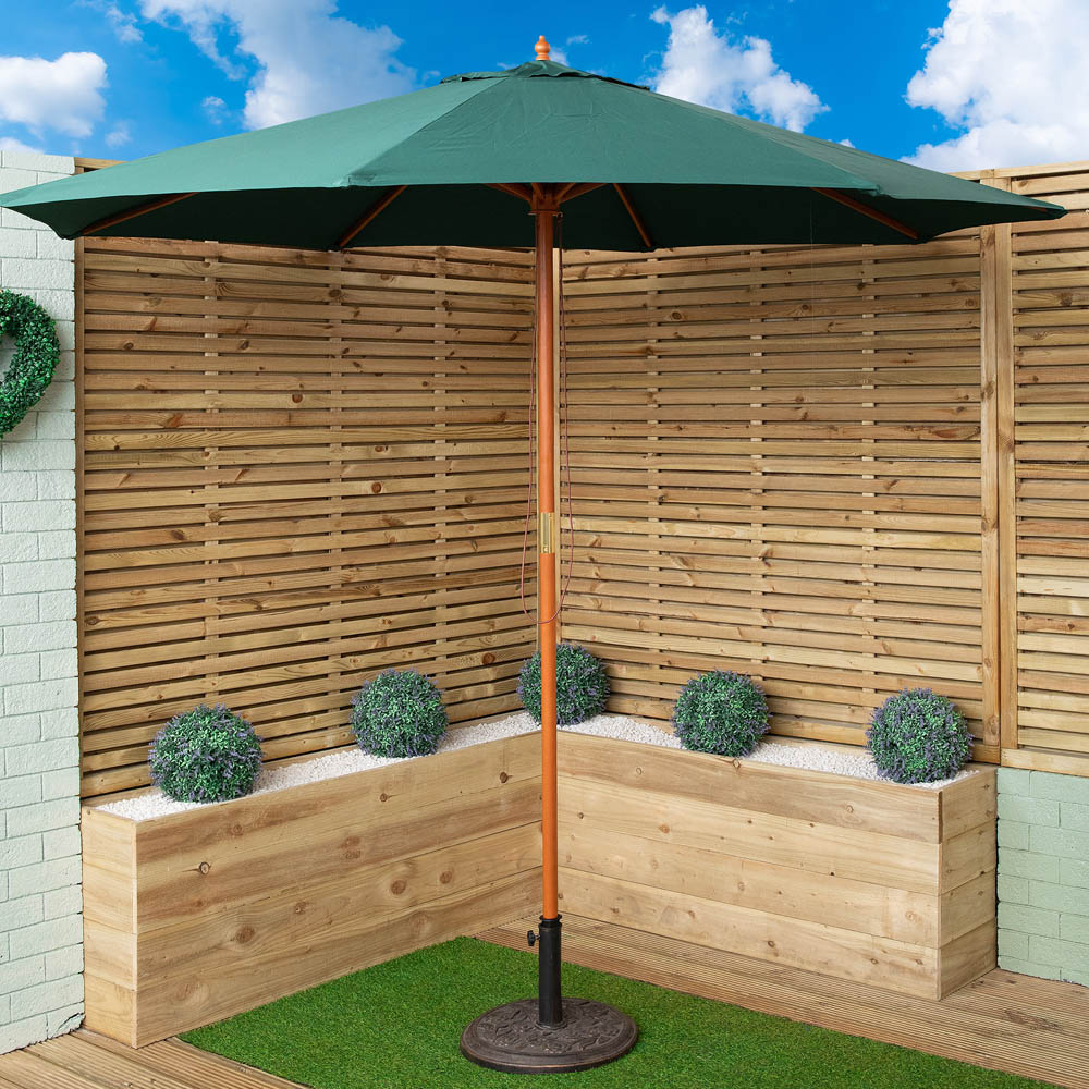Samuel Alexander Green Wooden Garden Sun Shade Parasol with Carry Bag 2.7m Image 2