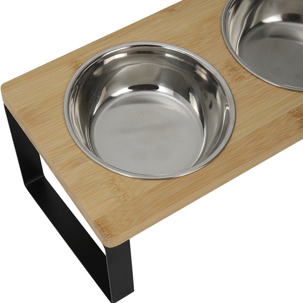 H&O Direct Elevated Dual Stainless Steel Bowl Pet Feeder Image 4