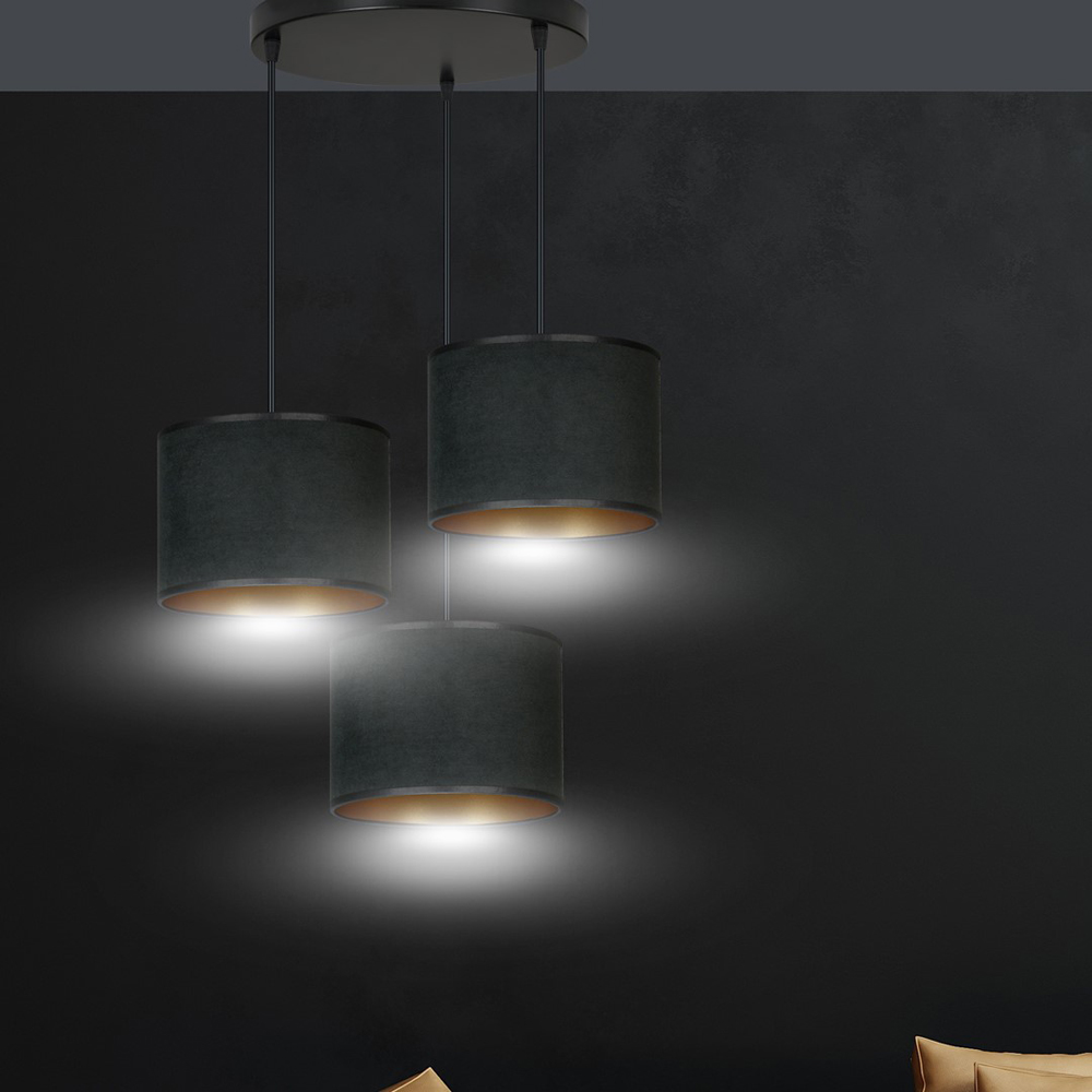 Emibig Hilde 3 Light Black E27 Ceiling Pendant Light Image 7