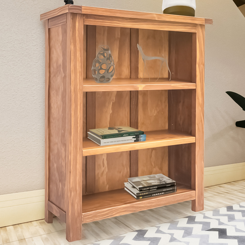 Padua 3 Shelf Light Brown Lacquered Bookcase Image 1