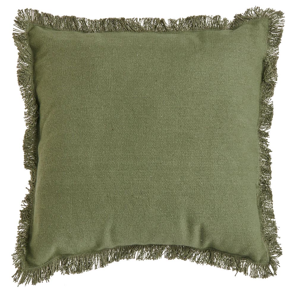 Wilko Fringe Green Woven Cushion 43 x 43cm Image 1