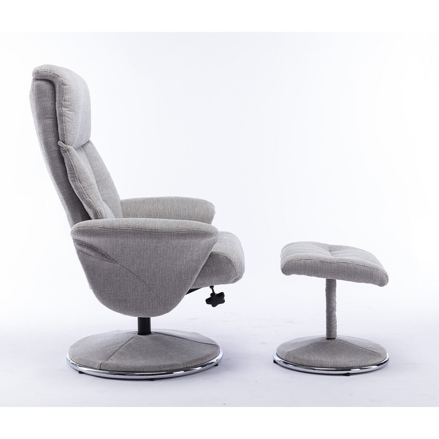 Madrid Grey Fabric Swivel TV Chair with Footrest Image 4