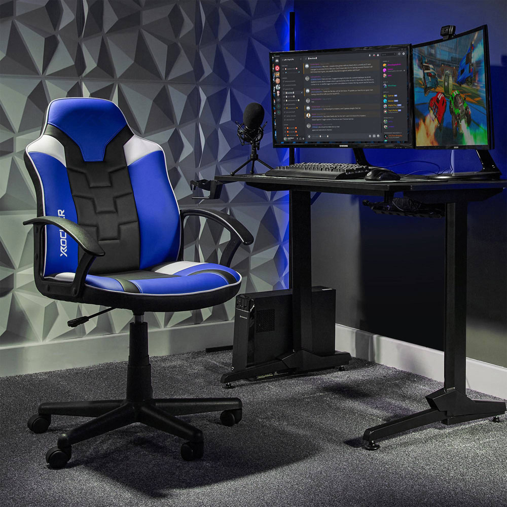 X Rocker Saturn Black and Blue Mid-Back Wheeled Esport Gaming Chair Image 2