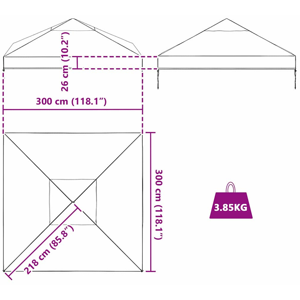 vidaXL 3 x 3m Transparent Single Tier Roof Gazebo Replacement Canopy Image 7