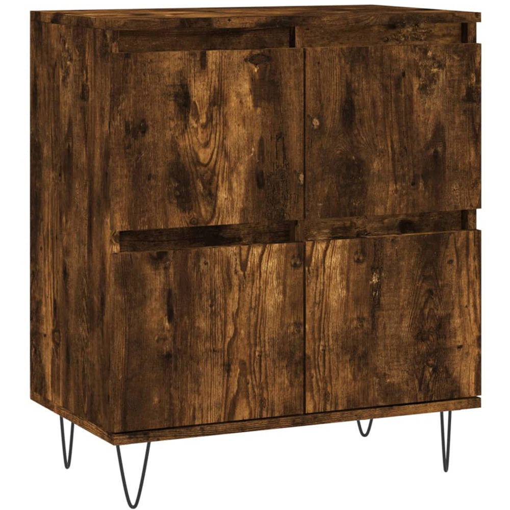 vidaXL 4 Door Smoked Oak Sideboard with Metal Legs Image 2
