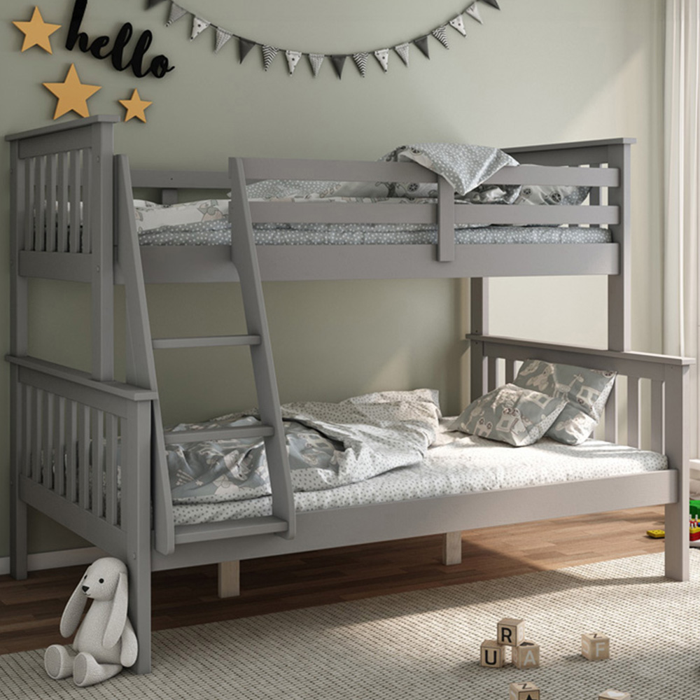 Carra Triple Sleeper Grey Bunk Bed with Orthopaedic Mattresses Image 1