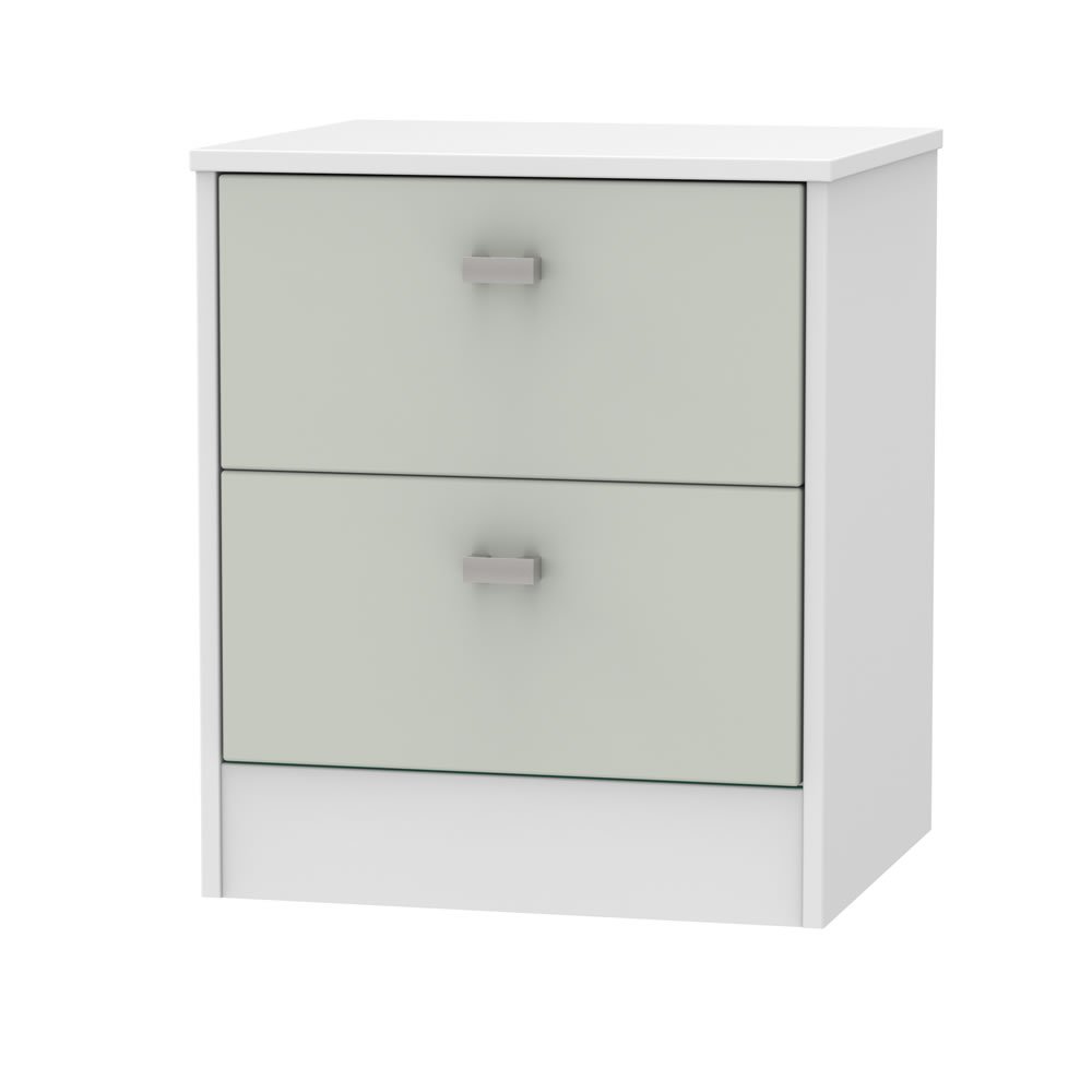 Bilbao White and Grey 2 Drawer Bedside Cabinet Image 1