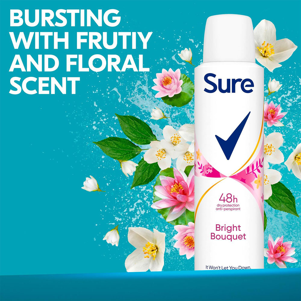 Sure Women Anti-Perspirant Bright Bouquet Deodorant Spray 150ml 12 Pack Image 5