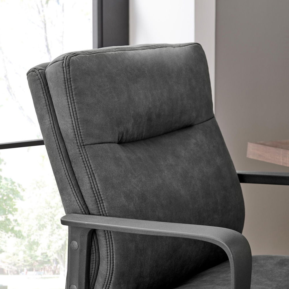 Furniturebox Racicot Black Faux Leather Office Chair Image 2