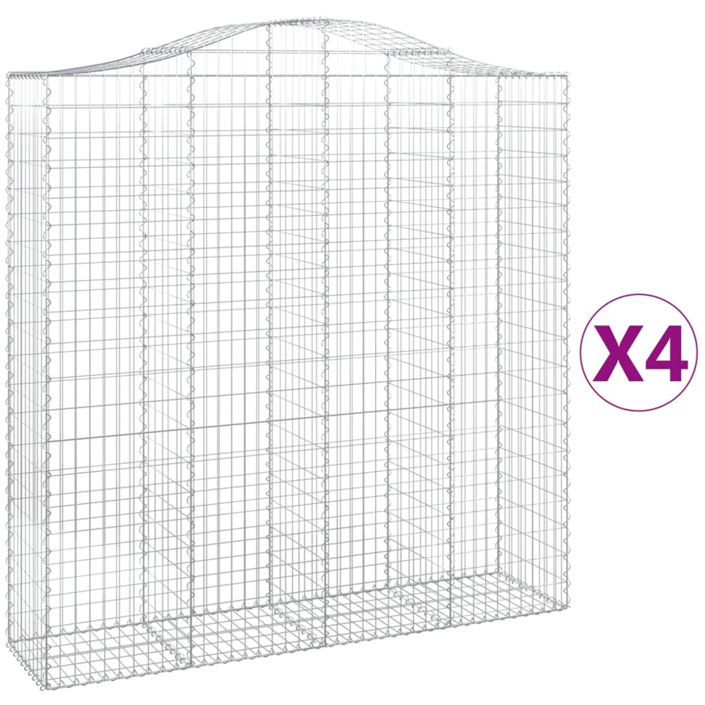 vidaXL Silver Galvanised Iron Arched Gabion Basket 200 x 50 x 200/220cm 4 Pack Image 2