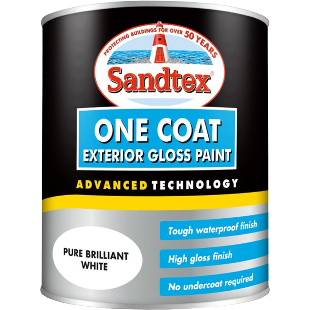 Sandtex Retail Brilliant White 1 Coat Exterior Gloss Paint 750ml Image 2
