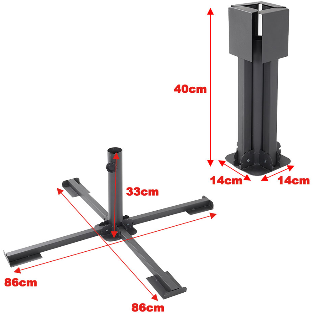 Living and Home Black Crank and Tilt Parasol with Foldable Base 3m Image 8