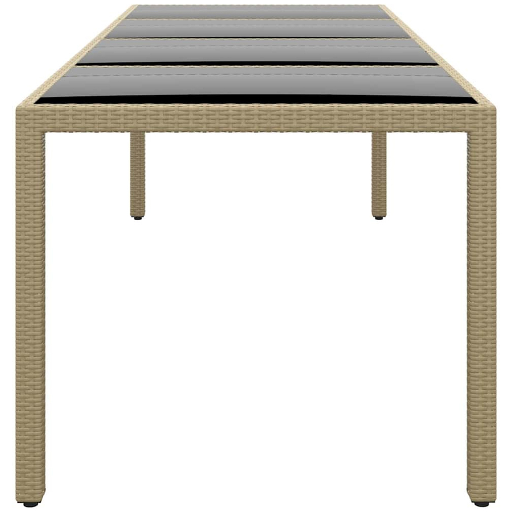vidaXL 8 Seater PE Rattan Glass Top Garden Table Beige Image 3