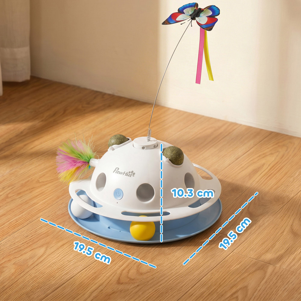 PawHut 4-in-1 Interactive Cat Toys with Butterfly and Catnip Ball Image 9