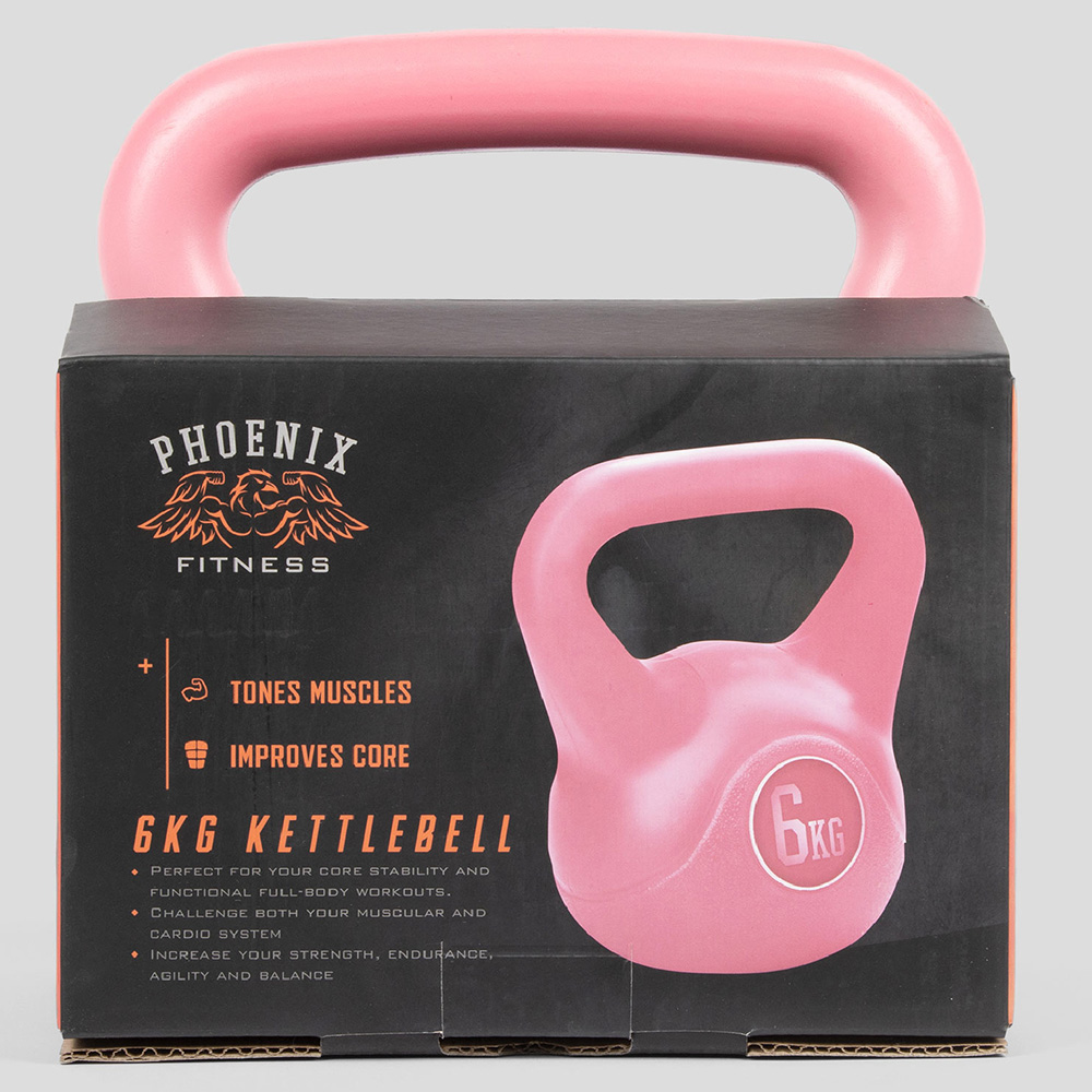Phoenix Fitness Pink Vinyl Kettlebell 6kg Image 2