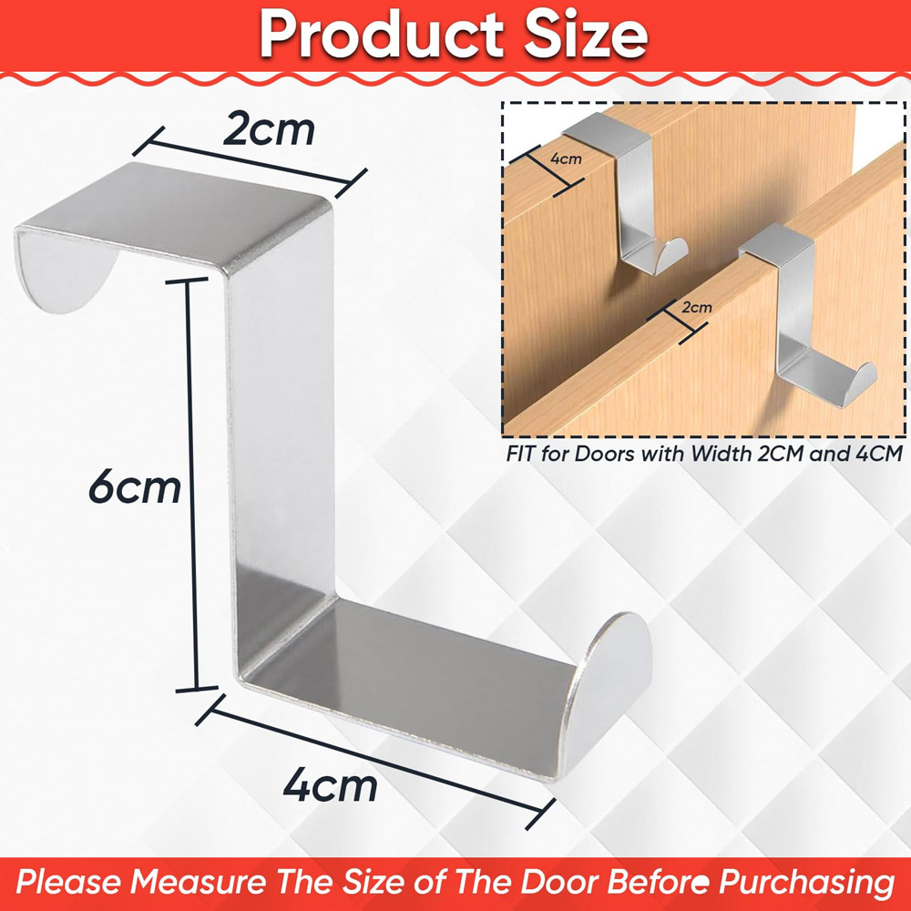 ATEK Stainless Steel Reversible Over Door Hook 10 Pack Image 9