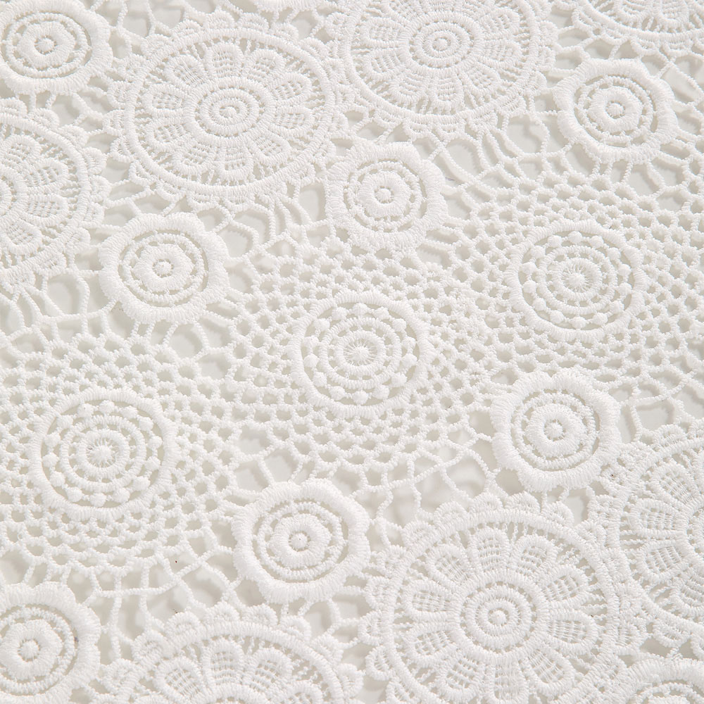Living and Home White Floral Embroidered Polyester Tablecloth 220 x 125cm Image 5