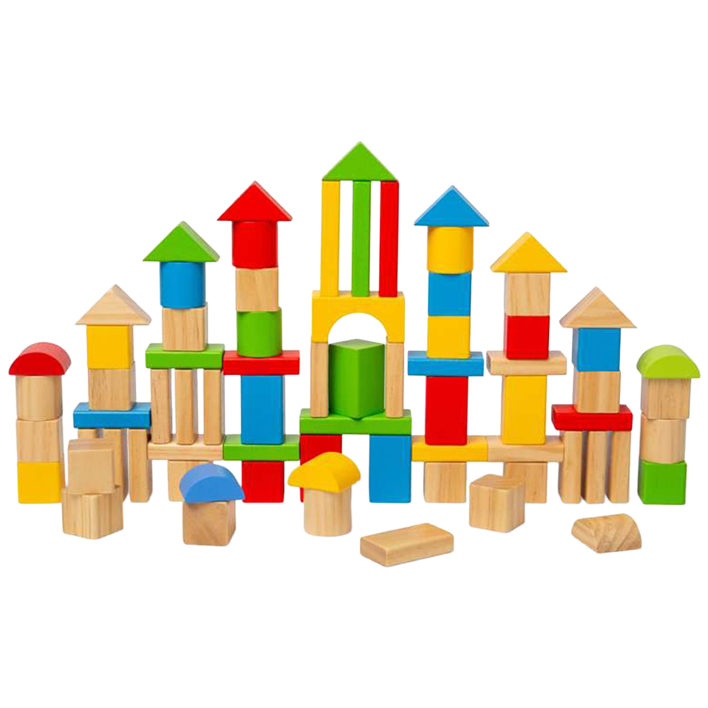 Bigjigs Toys Kids 80 Piece First Building Bricks Set with Shape Sorter Lid Image 3