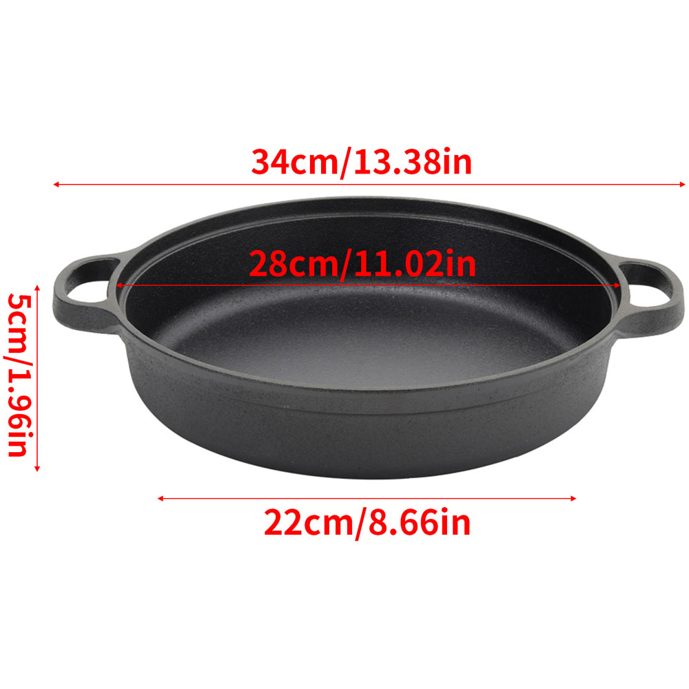 Living and Home Cast Iron Skillet with Double Handles 28cm Image 7