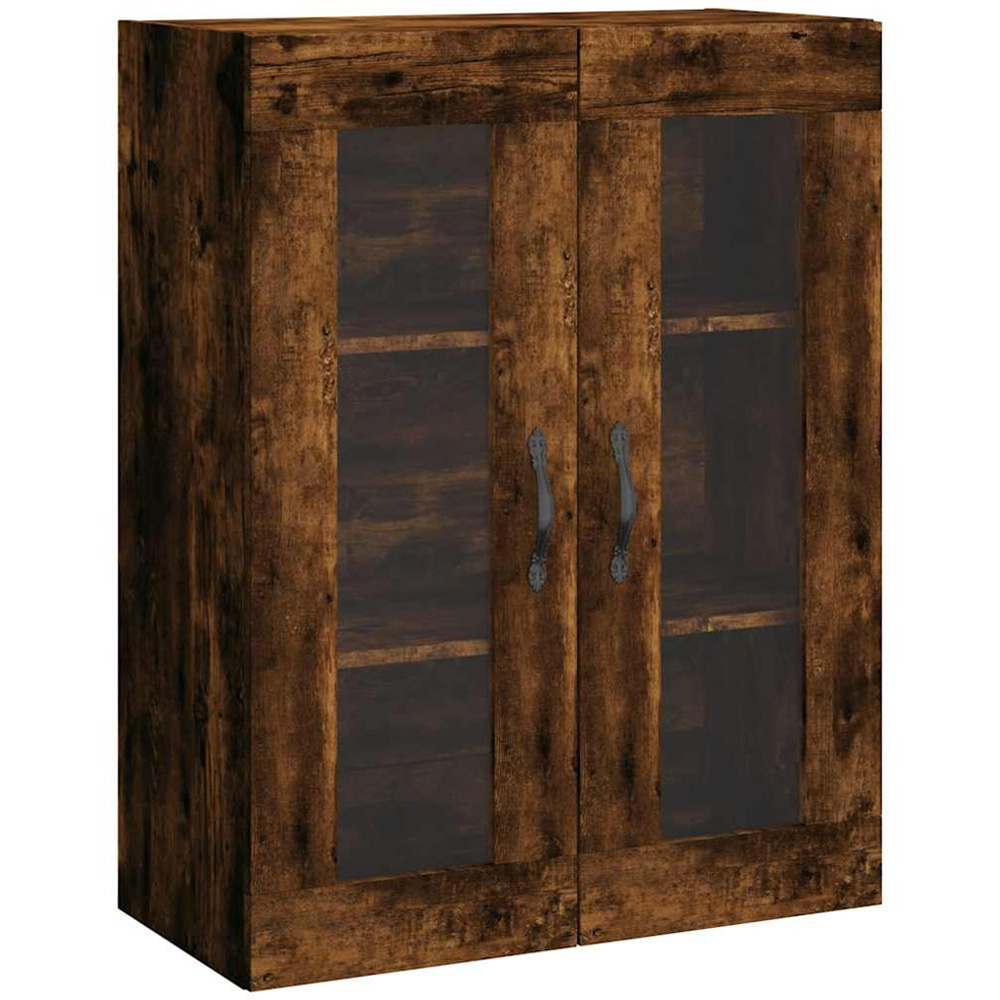 vidaXL 2 Glass Door Smoked Oak Wall Mounted Cabinet Image 2