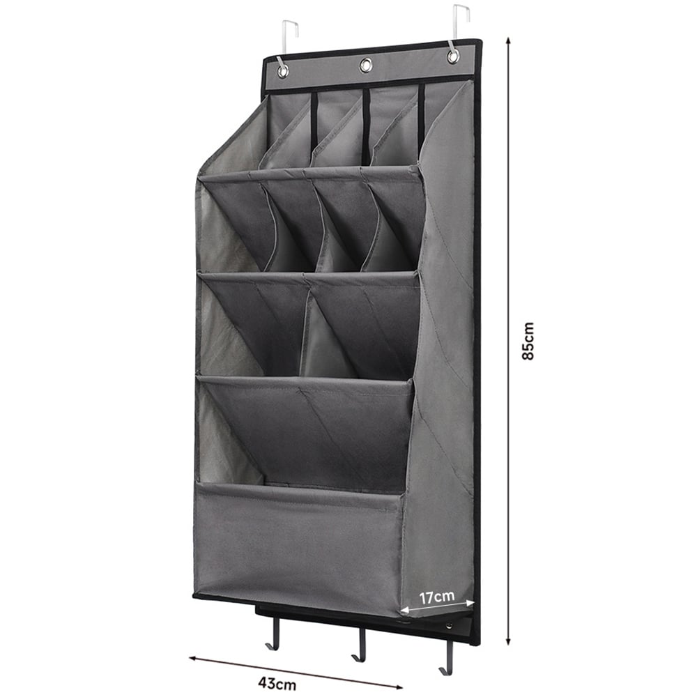 H&O Direct 11 Slot Black Hanging Shoe and Bag Organiser Image 4