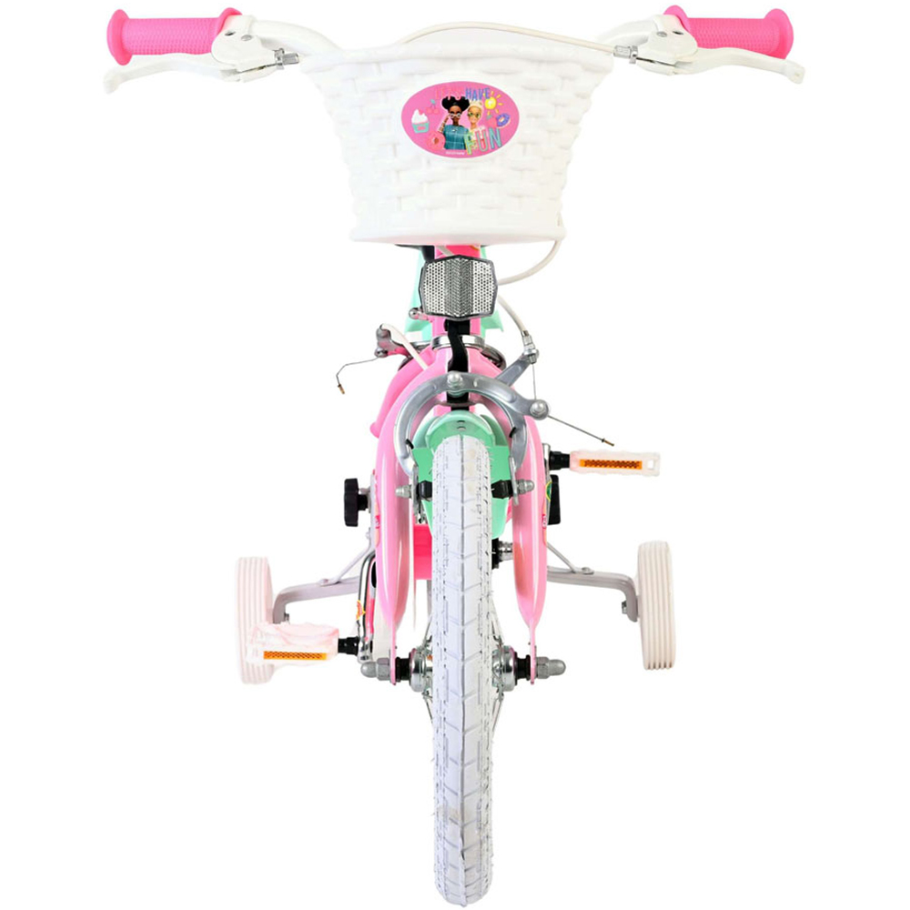 Volare Barbie Kids 14 inch Multicolour Bike with Stabilisers and Basket Image 3