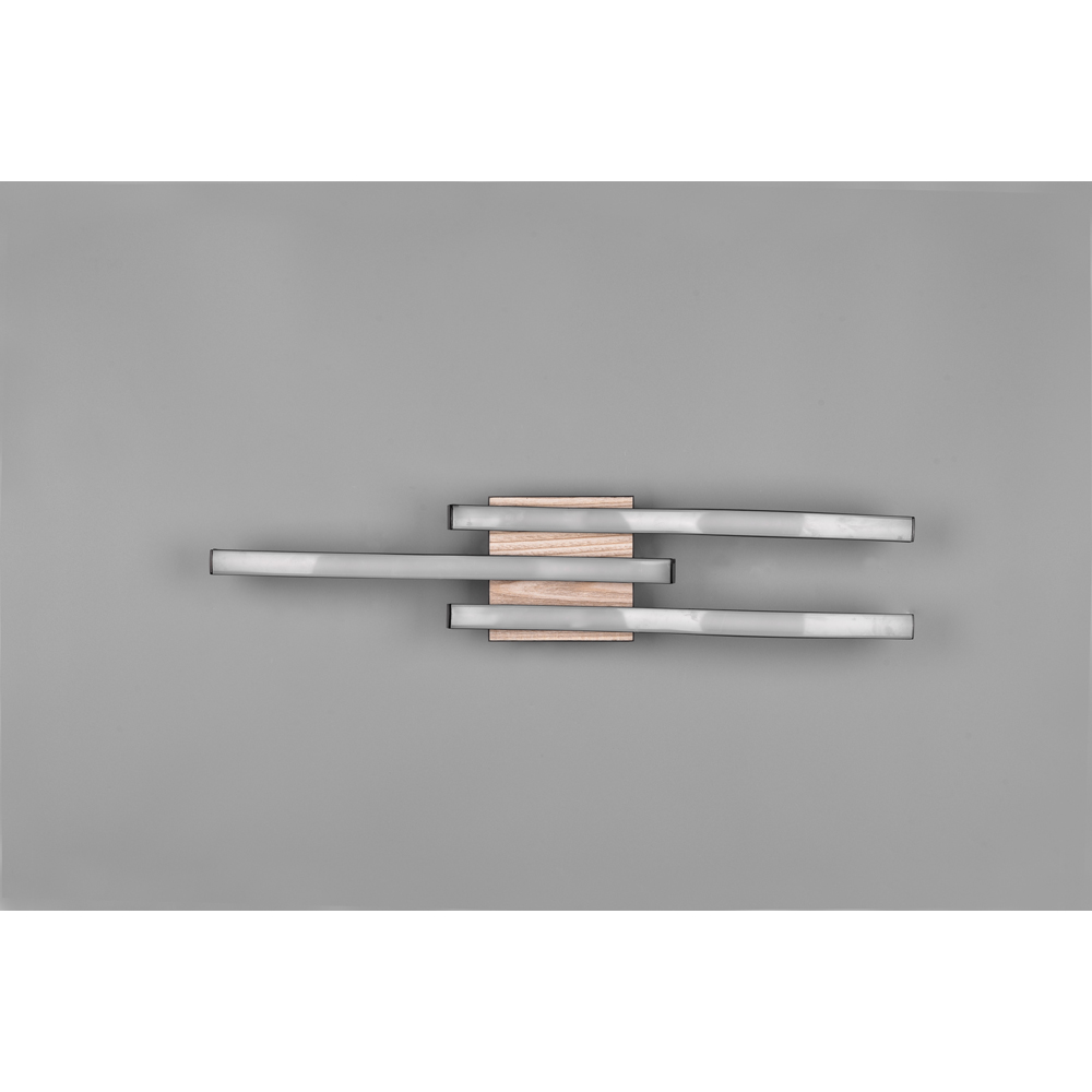 TRIO Route Wood Imitation 3 Light LED Ceiling Light Image 5