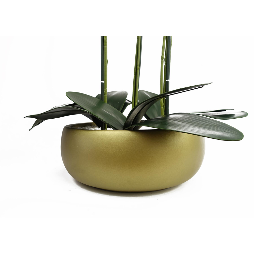 Leaf Black Orchid Artificial Plant with Gold Ceramic Planter 1.9ft Image 3