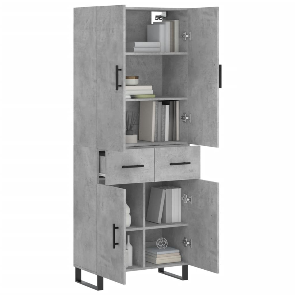 vidaXL 4 Door 2 Drawer Concrete Grey Highboard Image 3