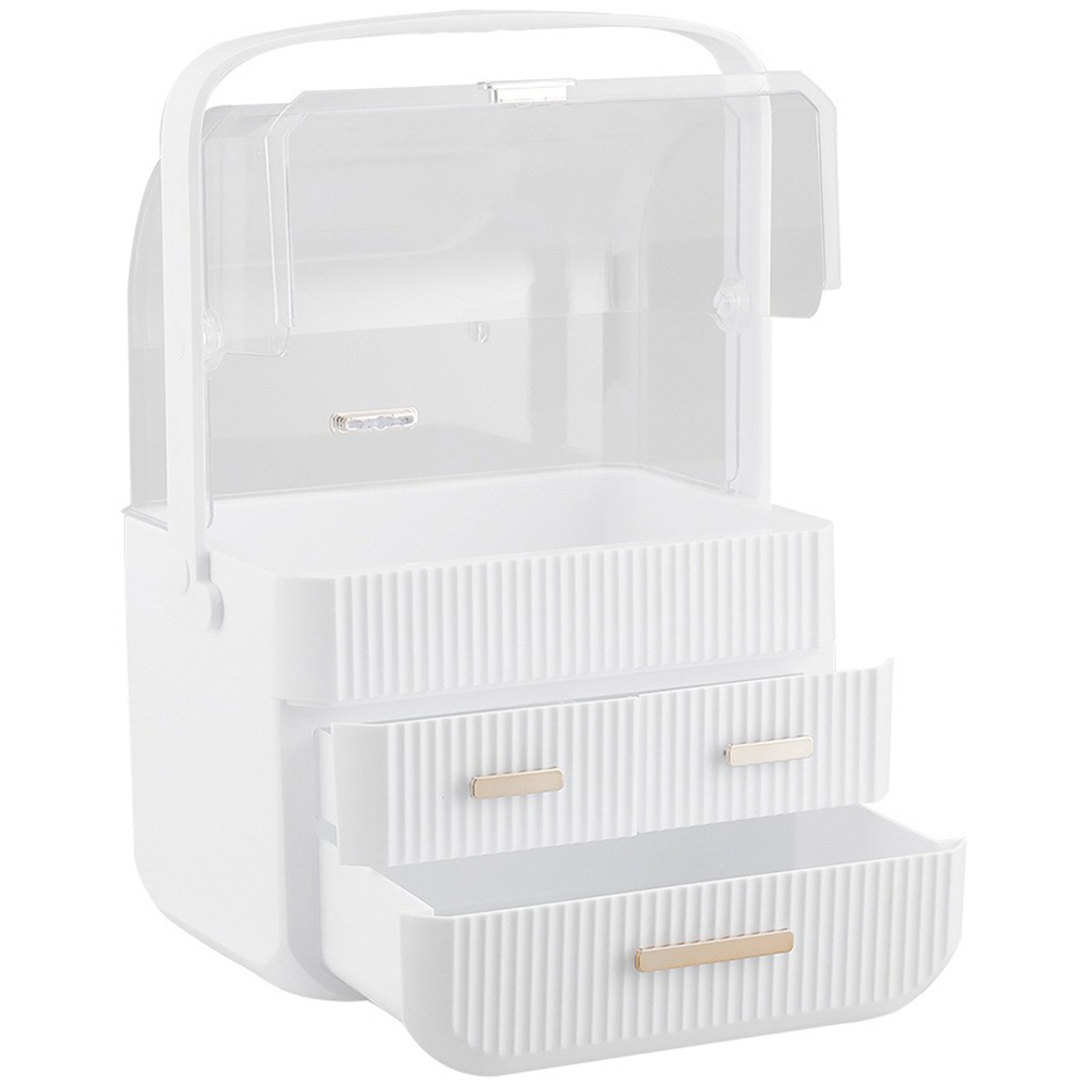 Living and Home 3 Drawer Makeup Storage Organiser with Transparent Lid and Handle Image 4