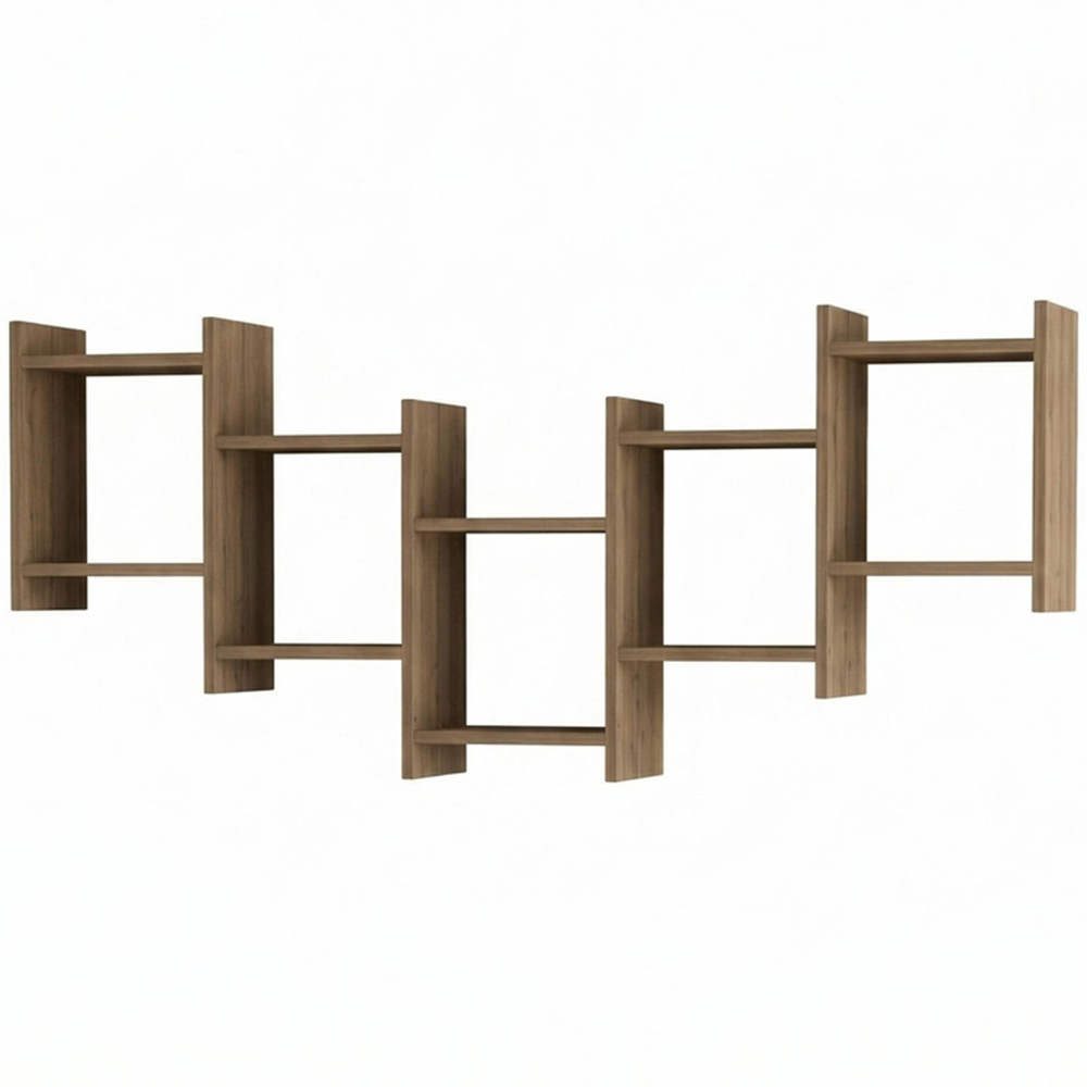 Decortie Bat Wall 5 Cube Dark Oak Effect Floating Shelf Image 2