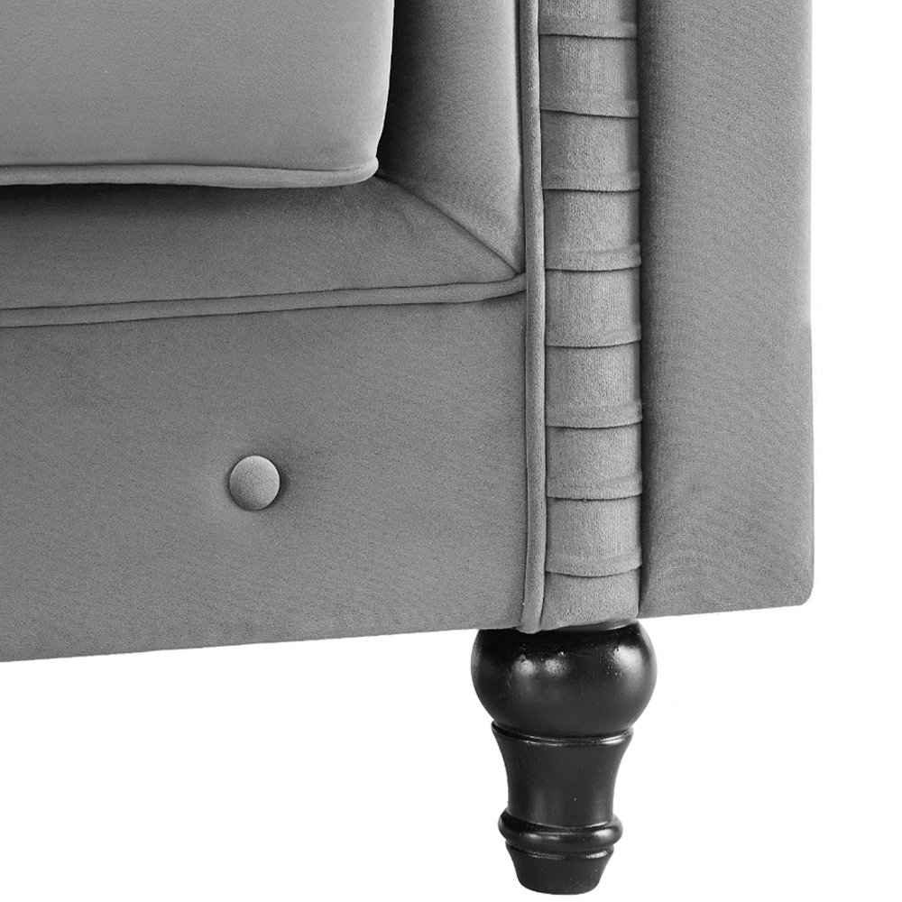 Home Detail Chesterfield 3 Seater Pleat Grey Velvet Sofa Image 6