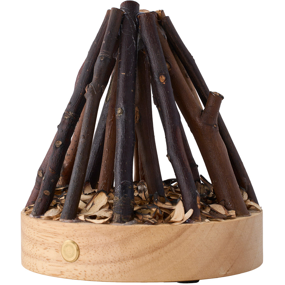 Living and Home Natural Wood LED Campfire Night Light Image 1