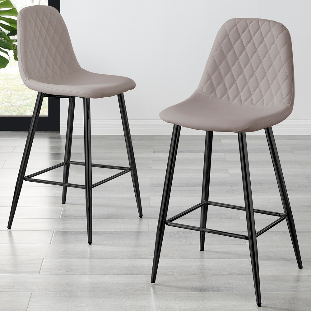 Furniturebox Solara Cappuccino and Black Faux Leather Bar Stool Set of 2 Image 1