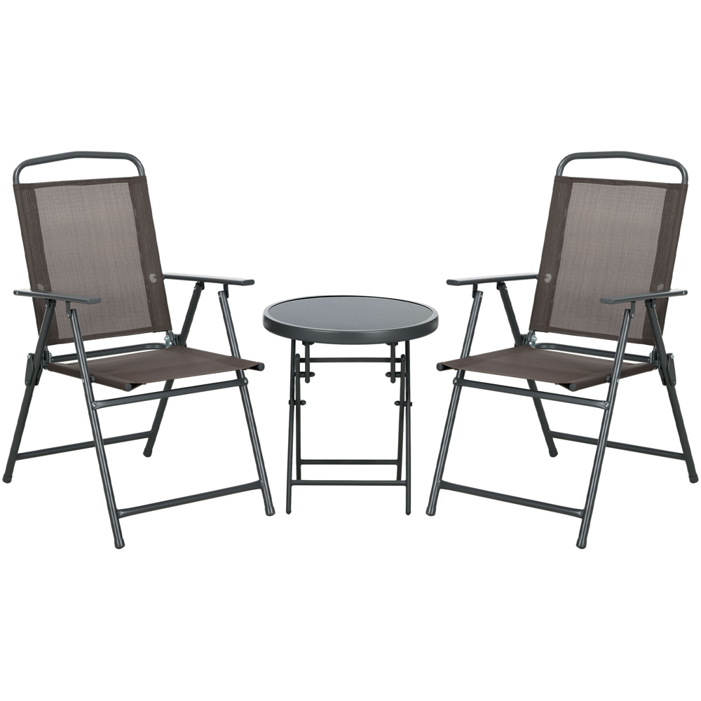 Outsunny 2 Seater Glass Top Foldable Bistro Set Brown Image 2