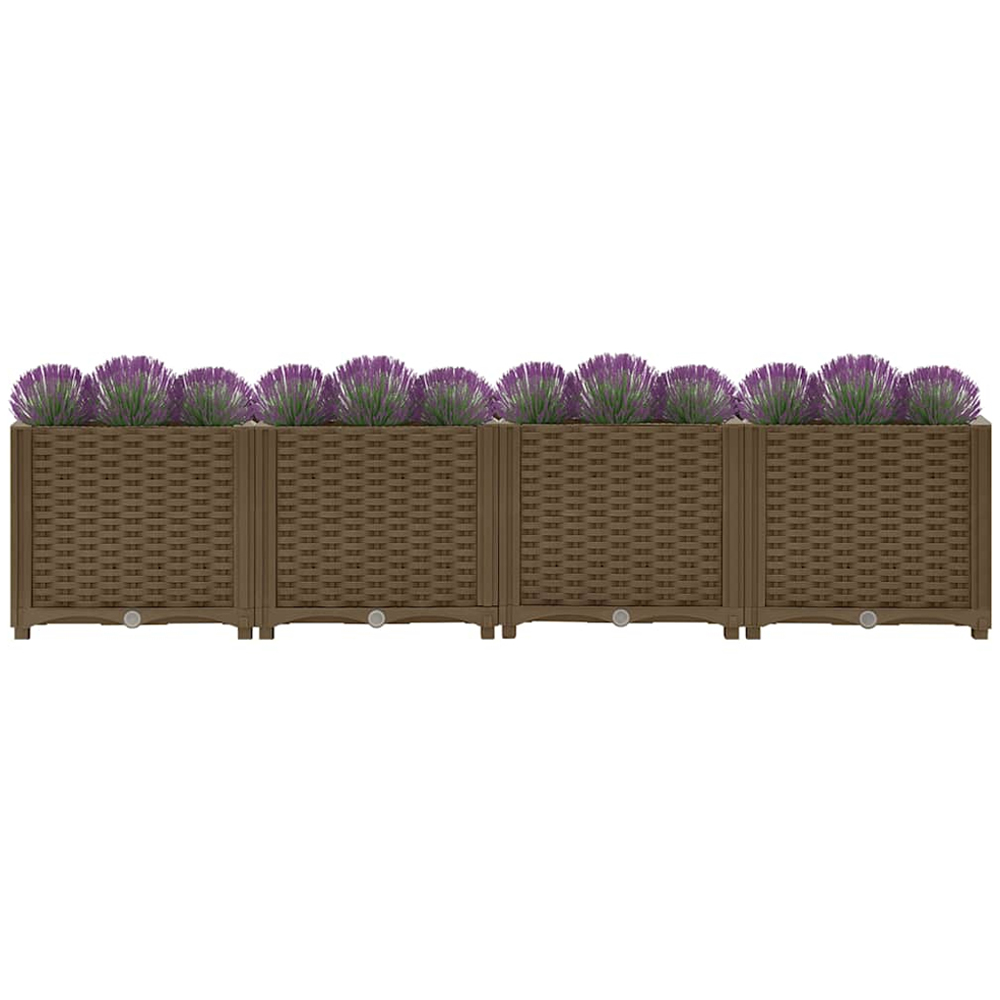 vidaXL Brown Plastic Rattan Raised Garden Bed 38 x 160 x 40cm Image 2