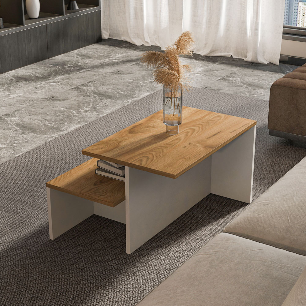 Decorotika Twins Oud White Nest of Coffee Tables Set of 2 Image 5