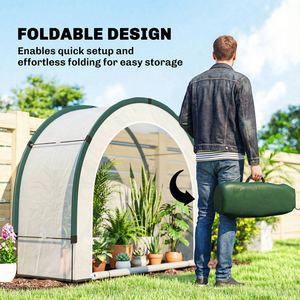 Outsunny Green Foldable 6.5 x 2.6ft Mini Greenhouse with PE Base Image 8