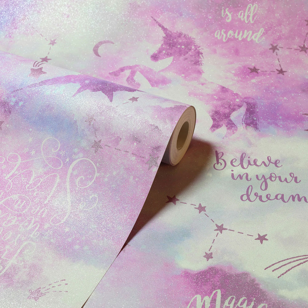 Arthouse Galaxy Unicorn Blush Pink Wallpaper Image 2