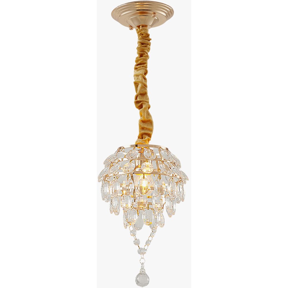 Living and Home Gold Iron Crystal E27 LED Pendant Light Image 3