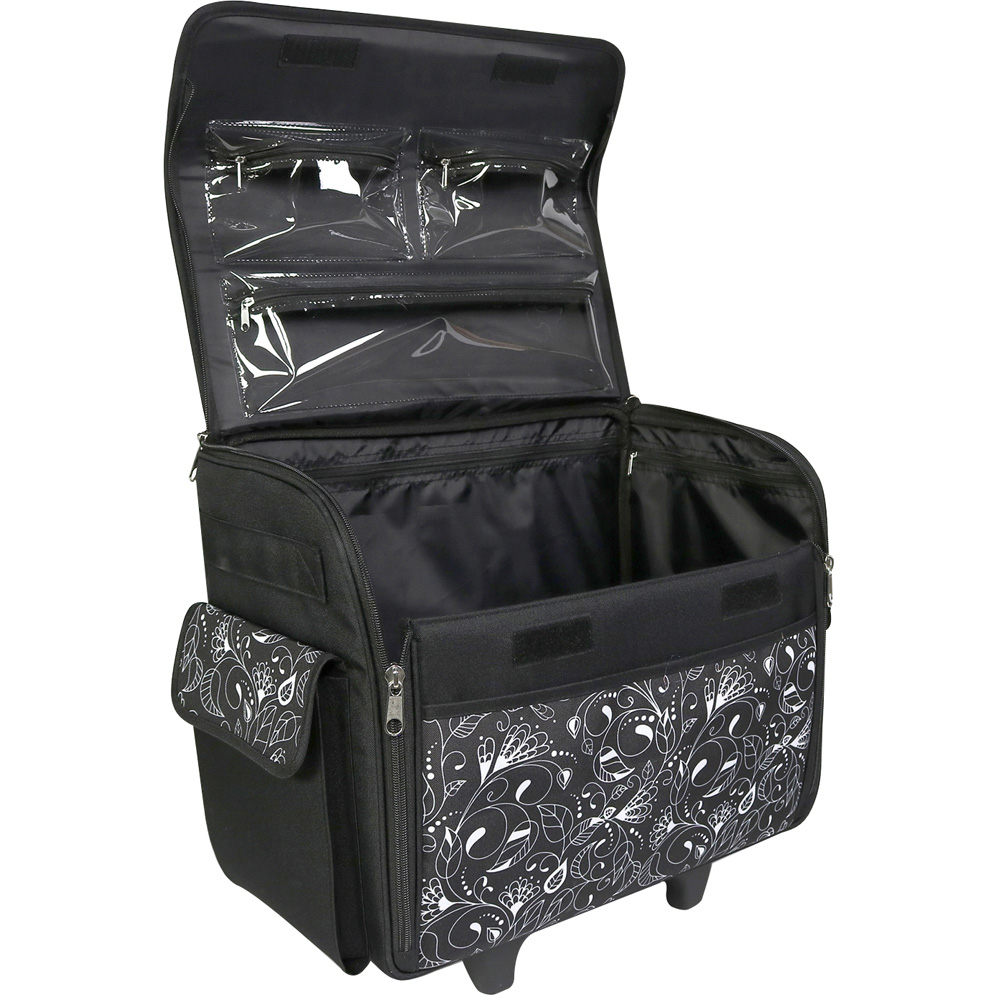 Everything Mary EVM8800-19 Black White Leaf Swirls Sewing Machine Trolley Bag 41.9 x 22.8 x 34.3cm Image 5
