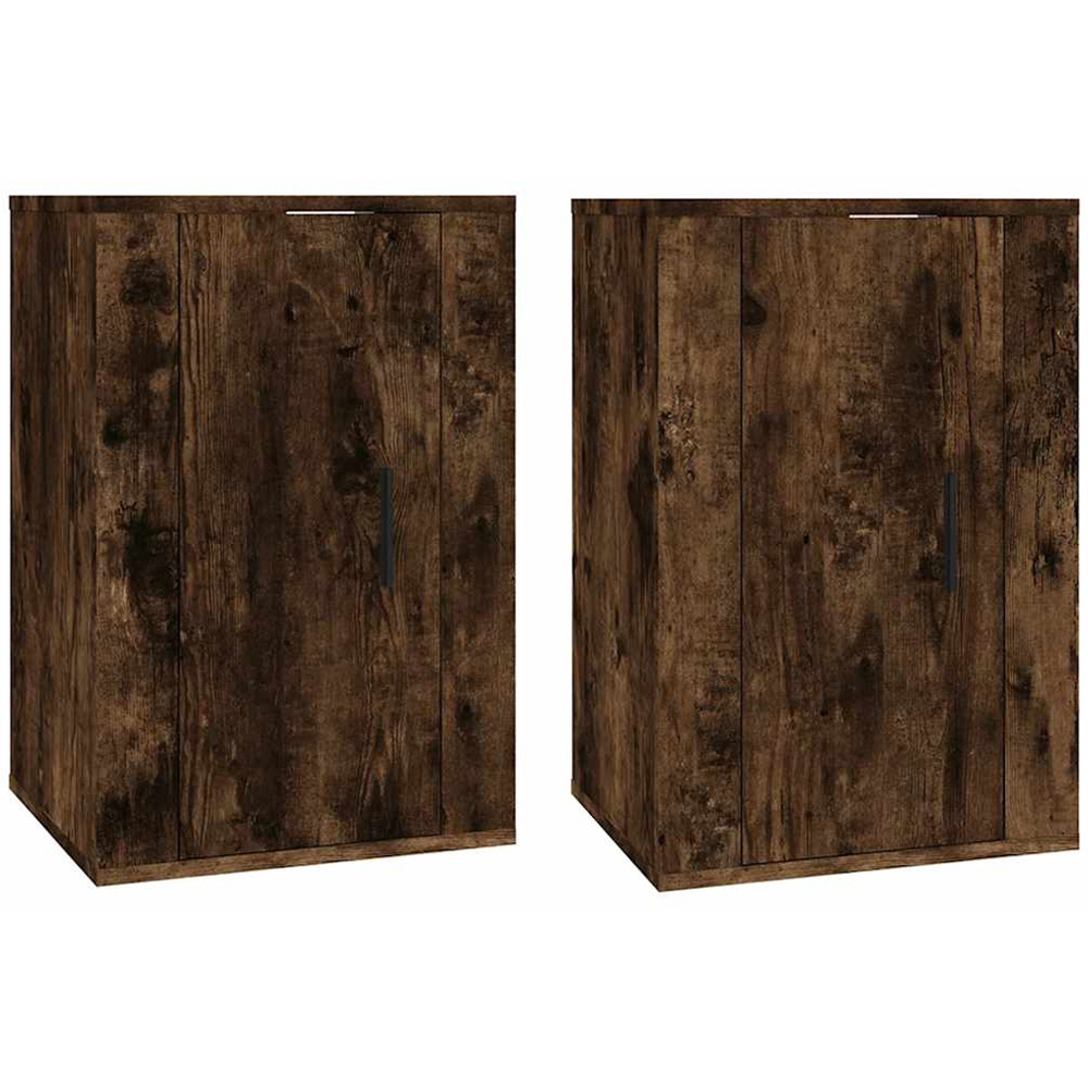 vidaXL Single Door Smoked Oak Wall Mounted TV Cabinet Set of 2 Image 2
