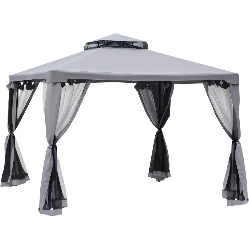 3x3m Gazebo 2-tier Roof Party Tent Grey Image 2