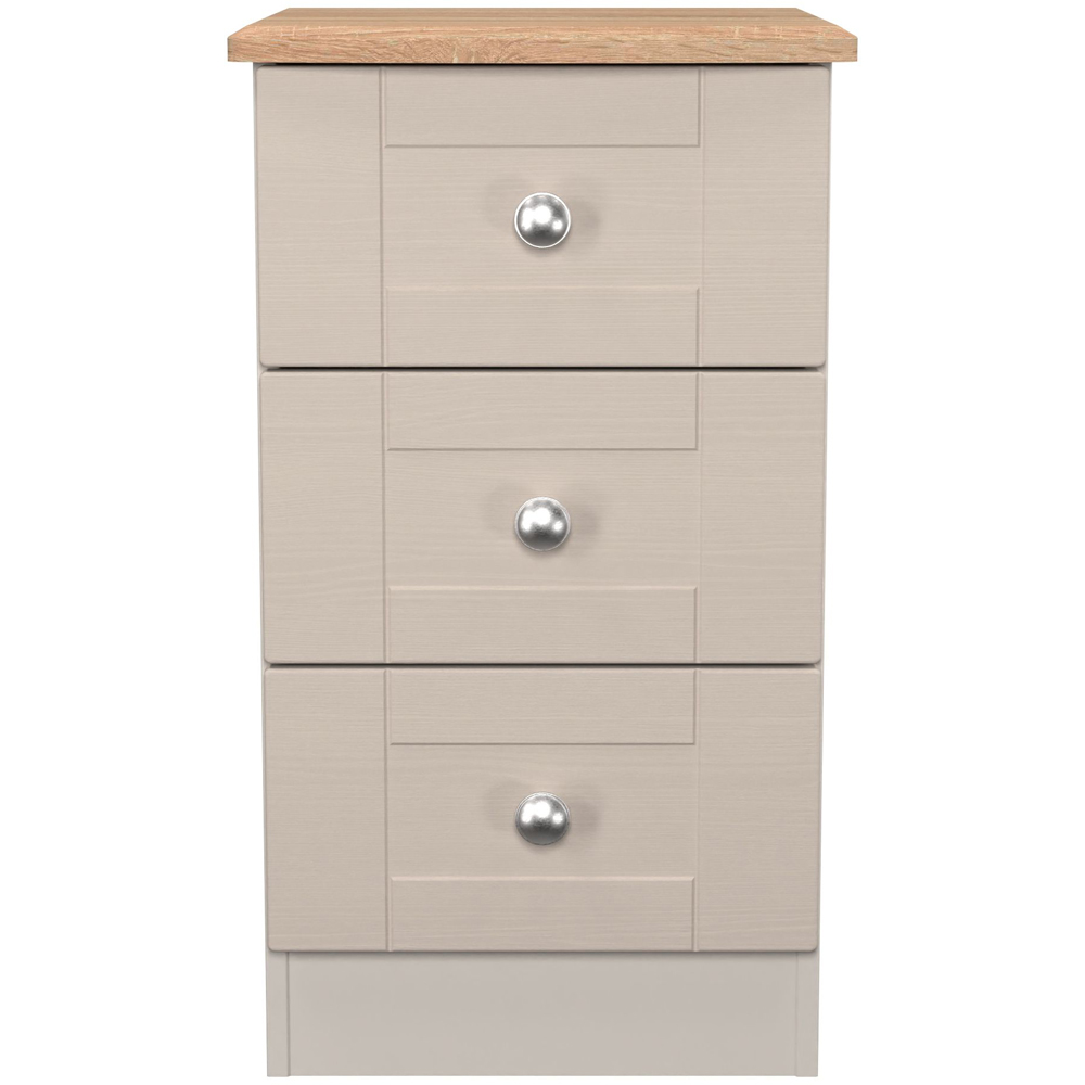 Crowndale Sussex 3 Drawer Kashmir Ash and Bardolino Oak Bedside Cabinet Ready Assembled Image 2