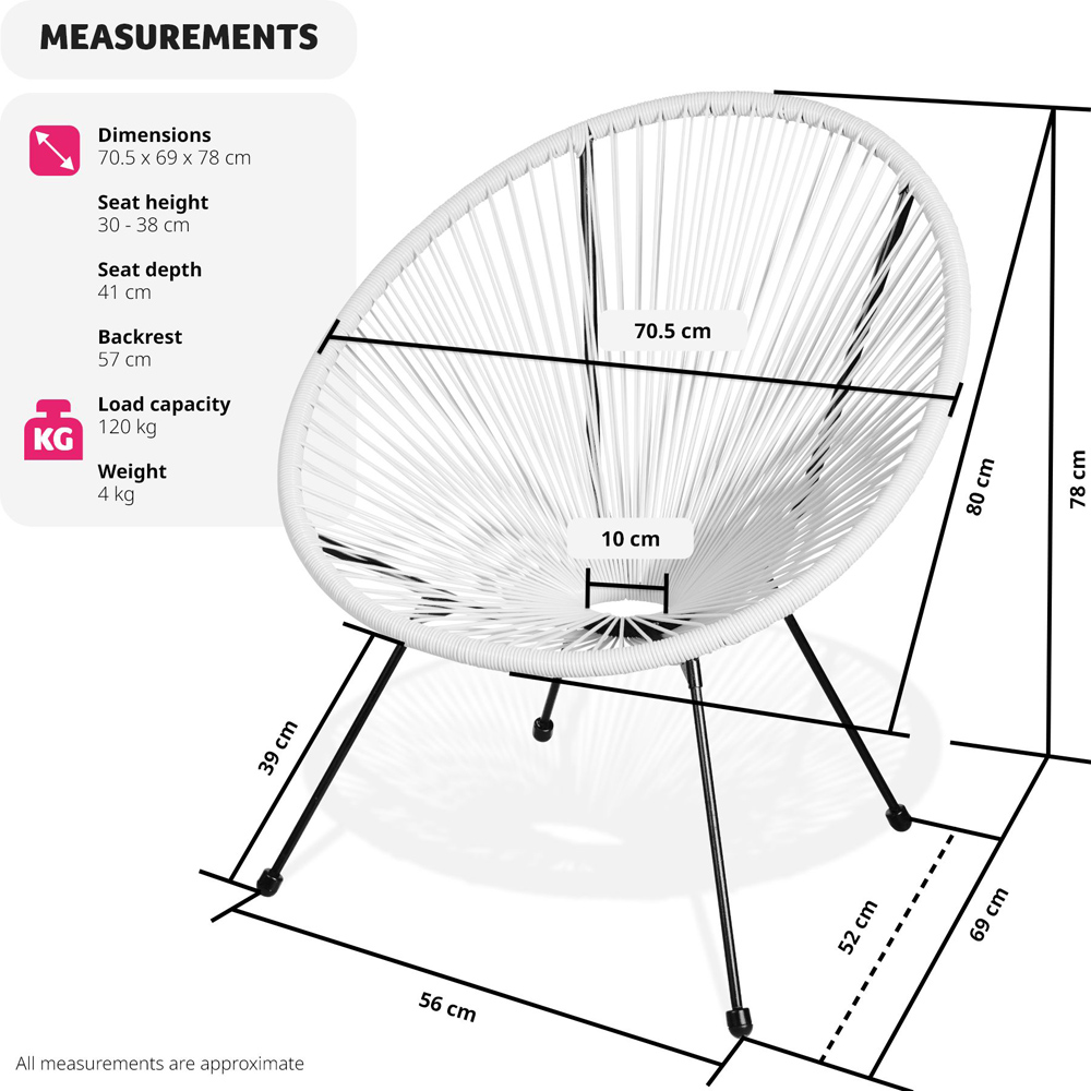 tectake Retro 2 Piece White Garden Chair Set Image 8