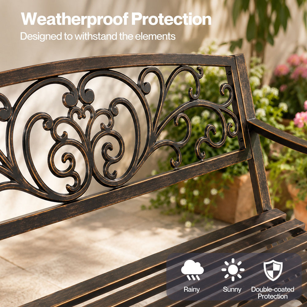 Levede 2-3 Seater Bronze Butterfly Metal Garden Bench Image 5