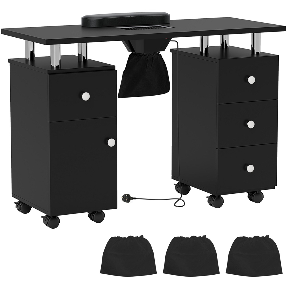 Costway Black Manicure Nail Table with Electric Dust Collector Image 2