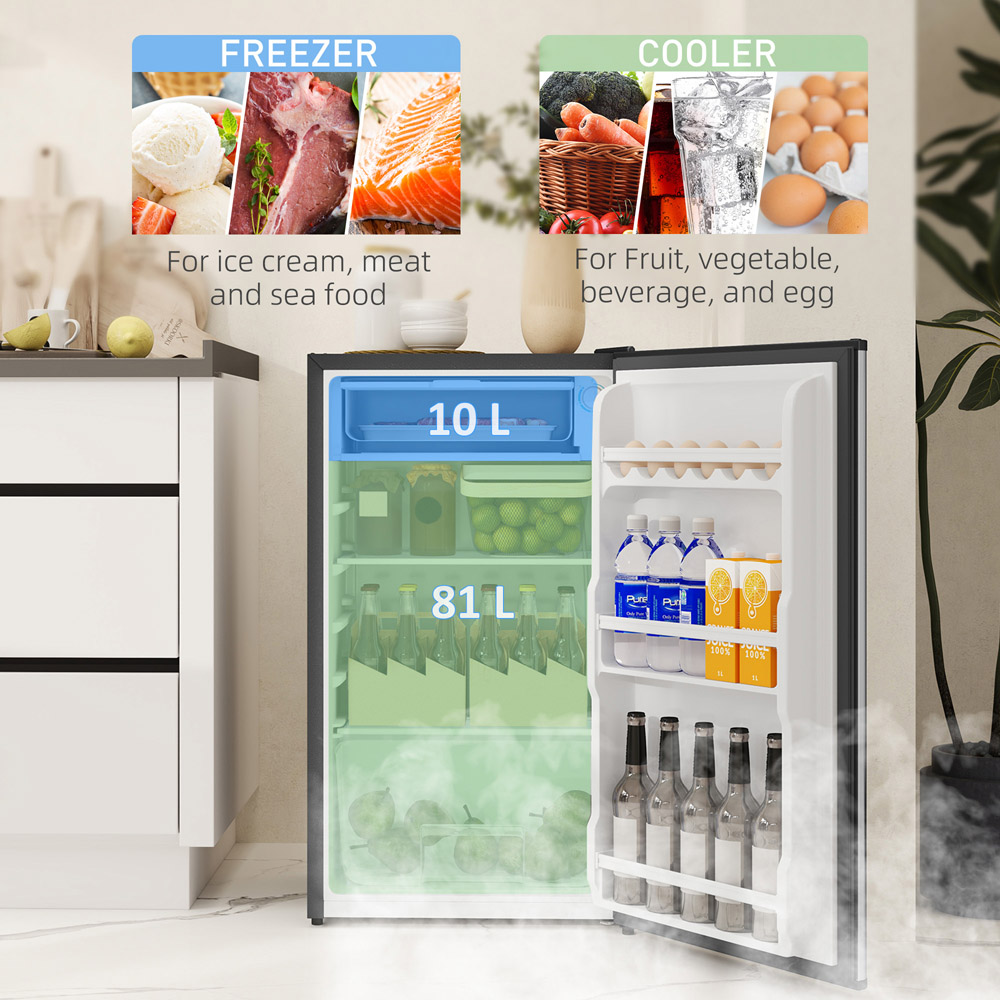 HOMCOM 800-129V71SR Silver 91L Freestanding Under Counter Fridge Image 4