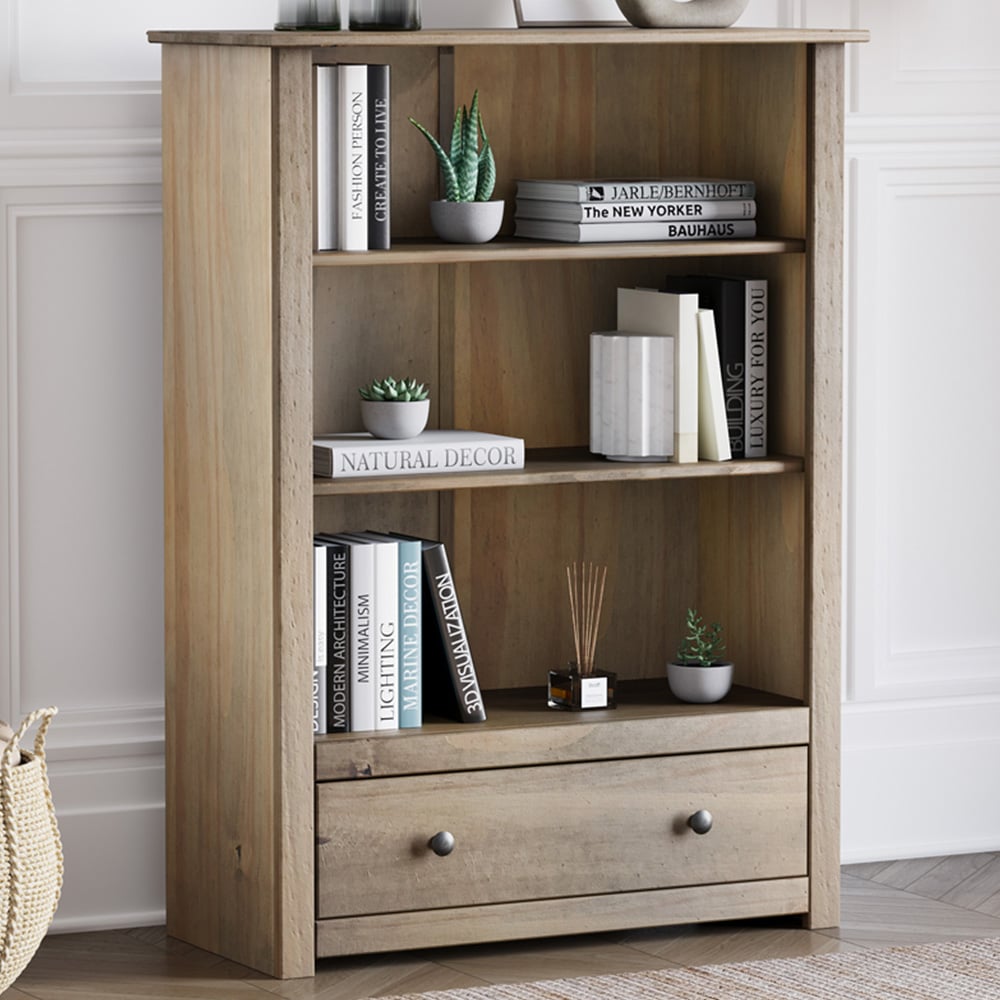 Vida Designs Panama Single Drawer 3 Shelf Bookcase Image 1