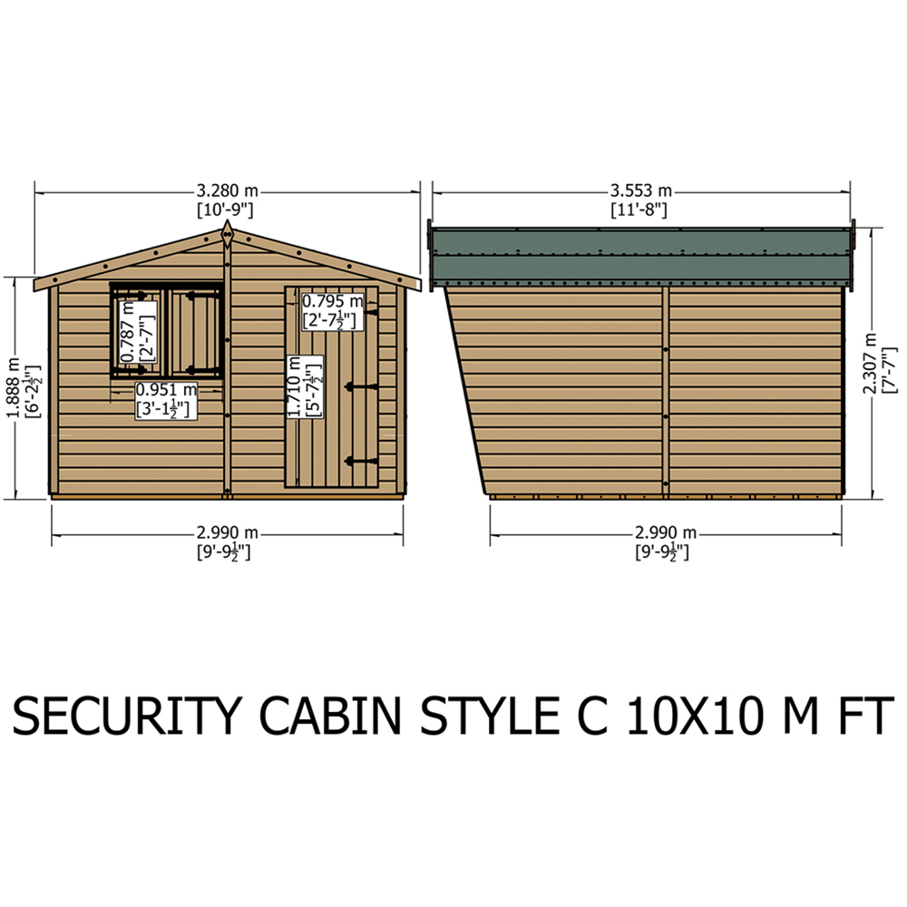 Shire 10 x 10ft Shiplap Style C Security Cabin Apex Garden Shed Image 9
